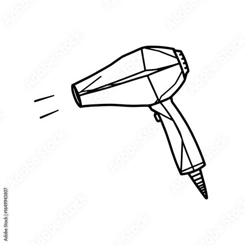 Vector illustration of a hair dryer with wind blow detail.