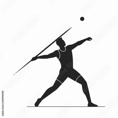 Javelin thrower silhouette icon: dynamic athlete in throwing stance, representing strength and sport achievement