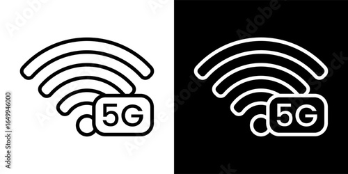 Wi-fi,fast 5G network speed with modern technology, wireless connectivity, icon outline style vector, illustration design graphic resource for web design, mobile apps, ui design and print.