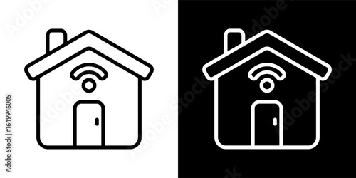 Smart home icon showcasing connectivity and modern living, icon outline style vector, illustration design graphic resource for web design, mobile apps, ui design and print.
