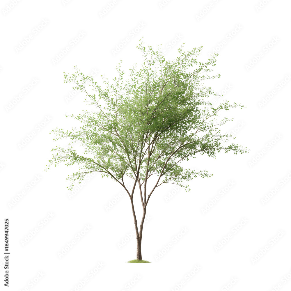 Naklejka premium A lone tree stands tall, its vibrant green leaves a testament to the beauty and resilience of nature.