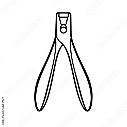 Line illustration of a simple nail clipper with classic design.