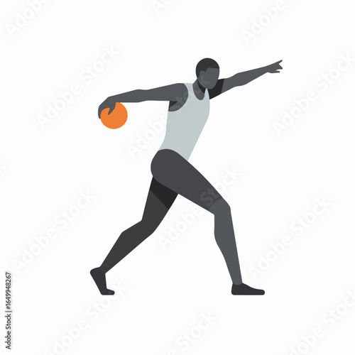 Discus Thrower Illustration: Male athlete in mid-throw, showcasing power and athletic performance in a minimalist style.