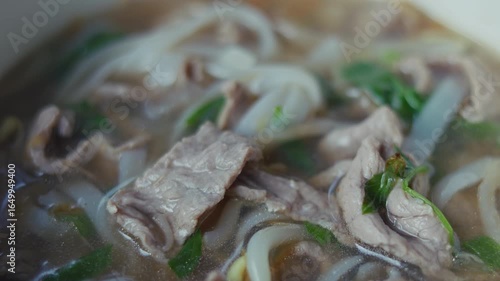 Close Up of Vietnamese Pho Soup Bowl