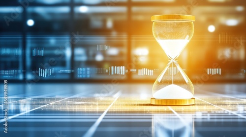 Hourglass illustrating time management, deadlines in a digital environment