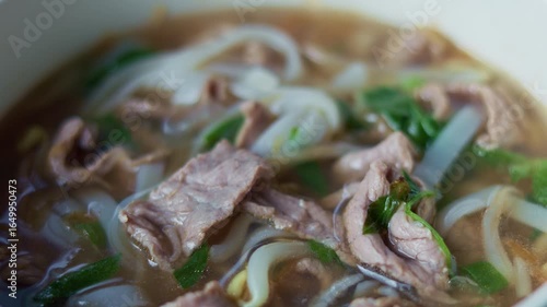 Close Up of Vietnamese Pho Soup Bowl