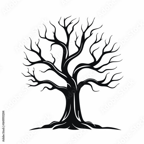 black dead tree isolated on white