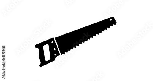 Object hand saw tool for woodworking carpentry cutting wood diy project black silhouette vector illustration image vector