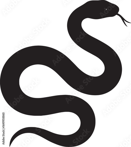 Curved Snake Silhouette with Forked Tongue