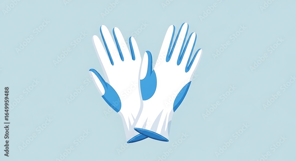 Obraz premium Pair of white disposable gloves with blue accents.