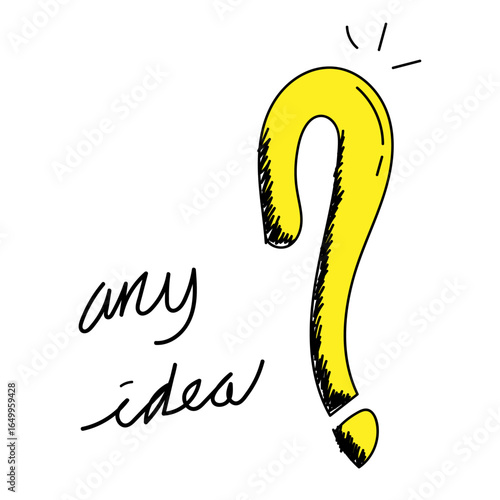 Yellow Doodle Question Mark with Vector Illustration