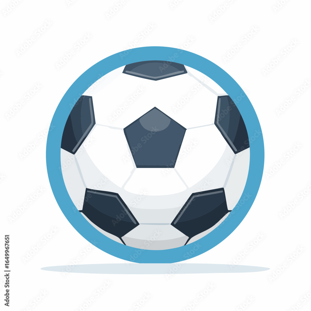 Obraz premium Flat vector icon of a classic black and white soccer ball, representing football sport, isolated on white background.