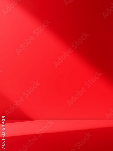 Abstract red gradient background, light and shadow on the backdrop with dimensions, hot tone wall with intense color, horizontal wallpaper.