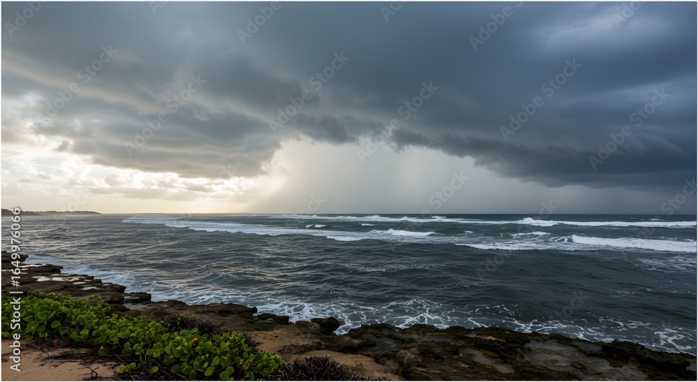 Fototapeta premium Dramatic Storm Clouds Over Turquoise Coral Sea Wakatobi Weather Indonesia Monsoon