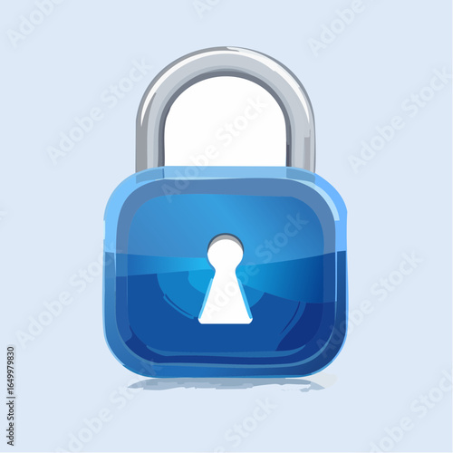 blue glass translucent 3d lock symbol icon isolated