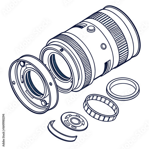 Exploded View Photographic Lens Collection.