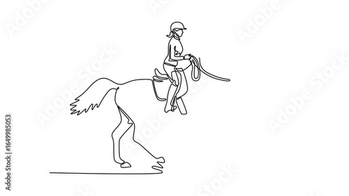 Wallpaper Mural Animated self drawing side view of female rider on elegant horse at trot, depicting graceful partnership, skill, and deep connection equestrian sport and its discipline. Full length one line animation Torontodigital.ca