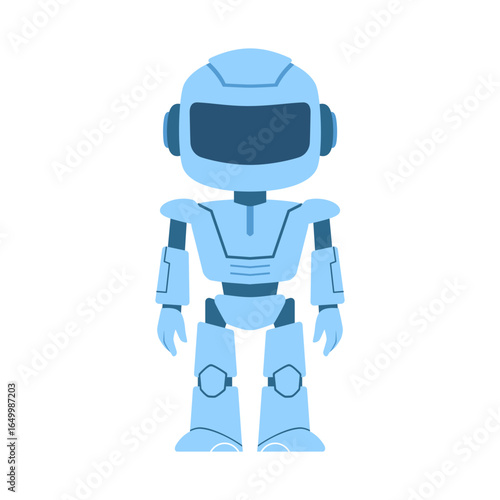 Illustration of a Cute Robot Standing Upright on a White Background
