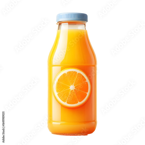 plastic bottle with orange juice isolated on white background