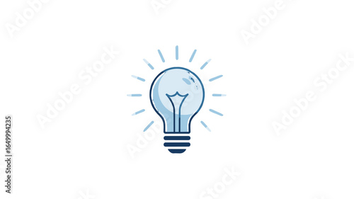 An illuminated light bulb emitting rays.