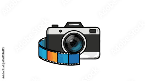 A camera icon with film roll around it.