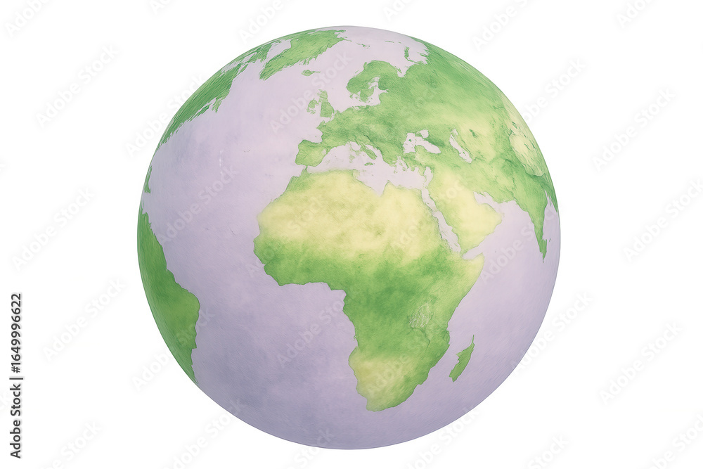 Fototapeta premium Watercolor earth globe rotating on transparent background, perfect for educational or environmental projects