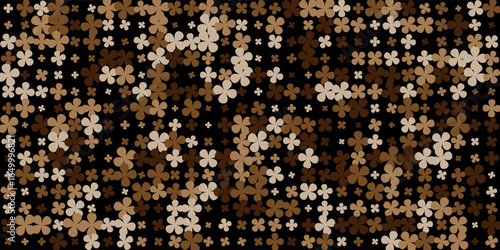 Abstract Brown Flower Confetti Pattern on Black