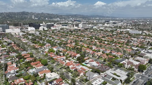 Beverly Hills Aerial Shot South of Wilshire Blvd California USA