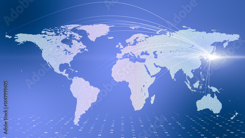 digital data connections radiating across continents, smart technology and innovation theme