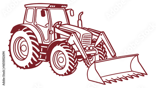 Farm tractor with front loader vector illustration for agriculture farming equipment and machinery 100