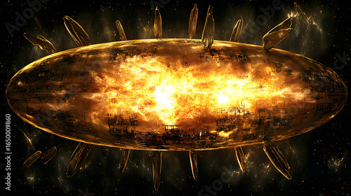 Majestic spaceship flying through a vast expanse of twinkling stars in the infinite universe.