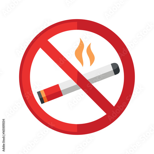No Smoking Sign with Cigarette and Slash Symbol