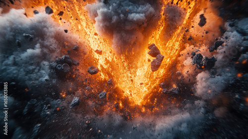 An intense image of a volcanic eruption, capturing raw energy