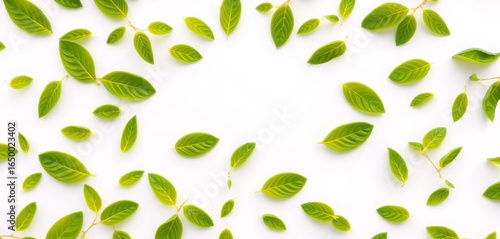 Wallpaper Mural Fresh spring green tiny leaves arranged in a square on white background, growth, copy space Torontodigital.ca