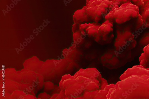 Deep crimson clouds of smoke or vapor