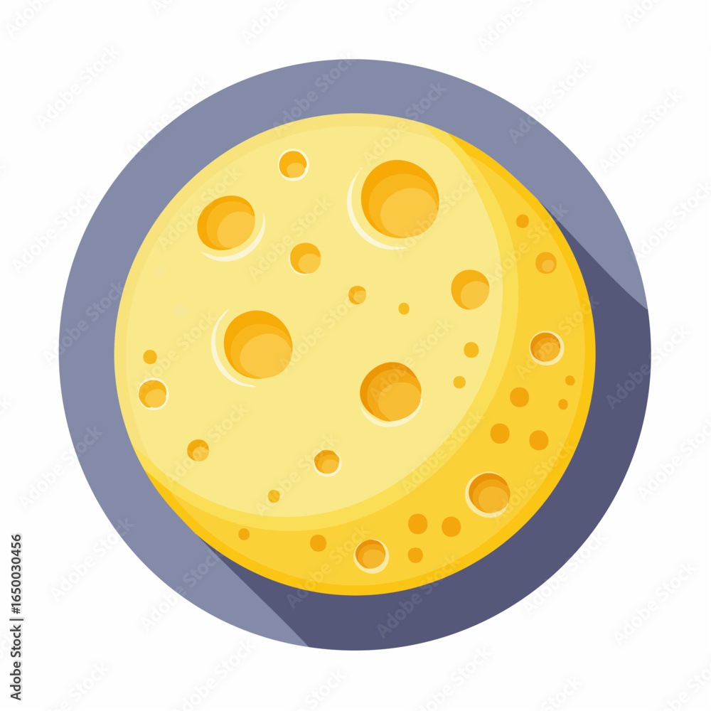 Fototapeta premium Flat vector icon of the moon showing craters, representing lunar studies and astronomy.