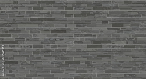 Dark gray stacked stone wall with a rough textured surface and rectangular slate blocks.