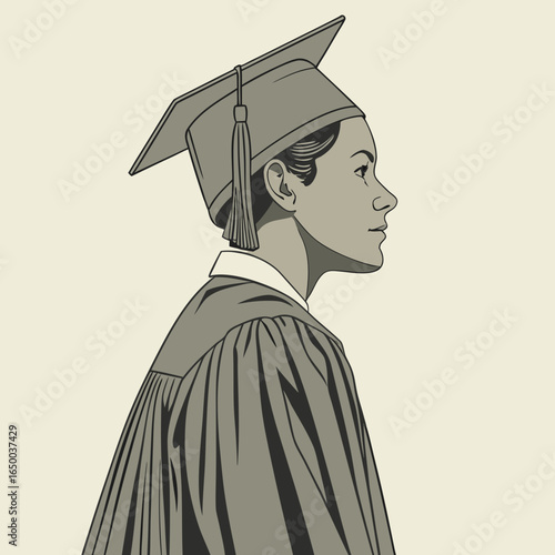 Graduation cap and gown on person academic education