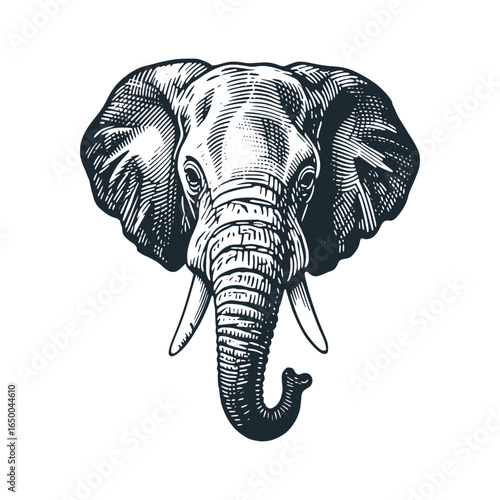 Elephant head – Black and White Icon Vector and Illustration