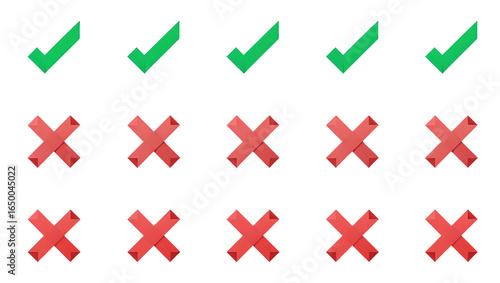 Symbolic Grid of Validation: Green Checks Above Red Xs