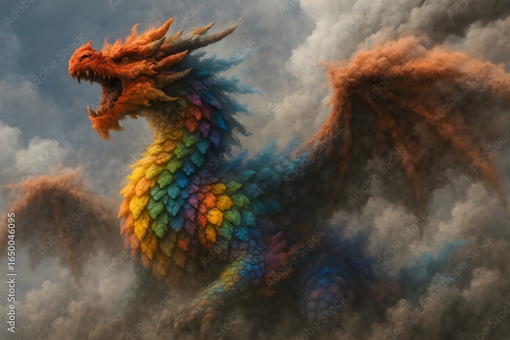 Fototapeta premium Dragon of Exploding Colors