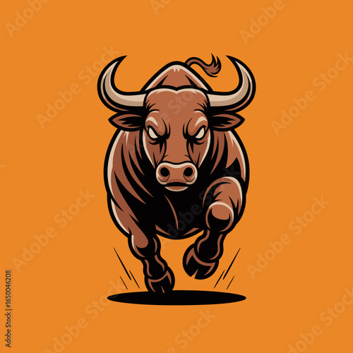 A striking illustration of a powerful bull charging forward, symbolizing strength and determination, depicted in a bold artistic style that captivates and engages the viewer's attention.