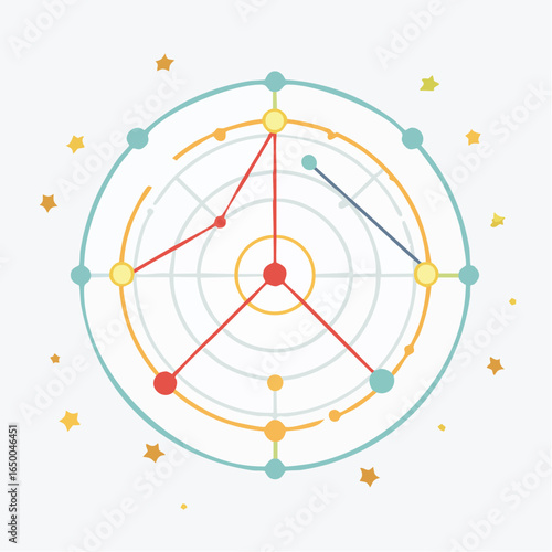 Flat vector icon of a constellation with connected stars, representing astrology and astronomy.