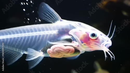 Transparent fish with internal organs visible