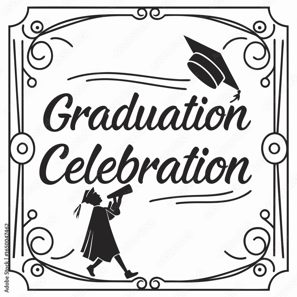 Obraz premium Graduation Celebration Announcement With Graduate vector