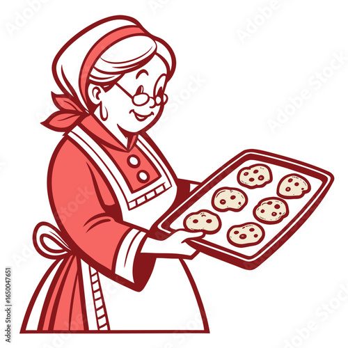 Mrs Claus holding tray of cookies christmas holiday