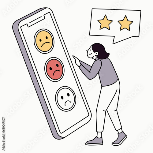 Person interacting with mobile phone displaying feedback