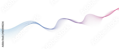 Flowing Dot Wave halftone gradient pattern on transparent background	