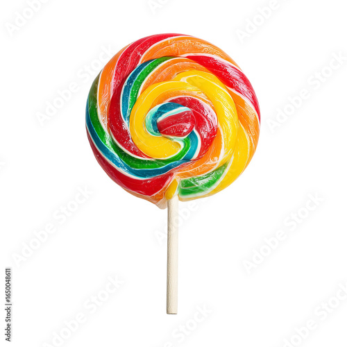Wallpaper Mural Rainbow Swirl Lollipop: A close-up shot showcases a vibrantly colored lollipop, its mesmerizing swirls of red, orange, yellow, green, and blue creating a visual symphony of flavor and delight. Torontodigital.ca