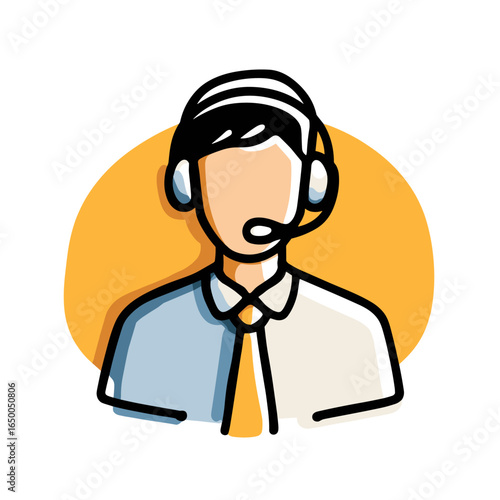 Headphone Icon for Customer Service or Support in a Simple Vector Style